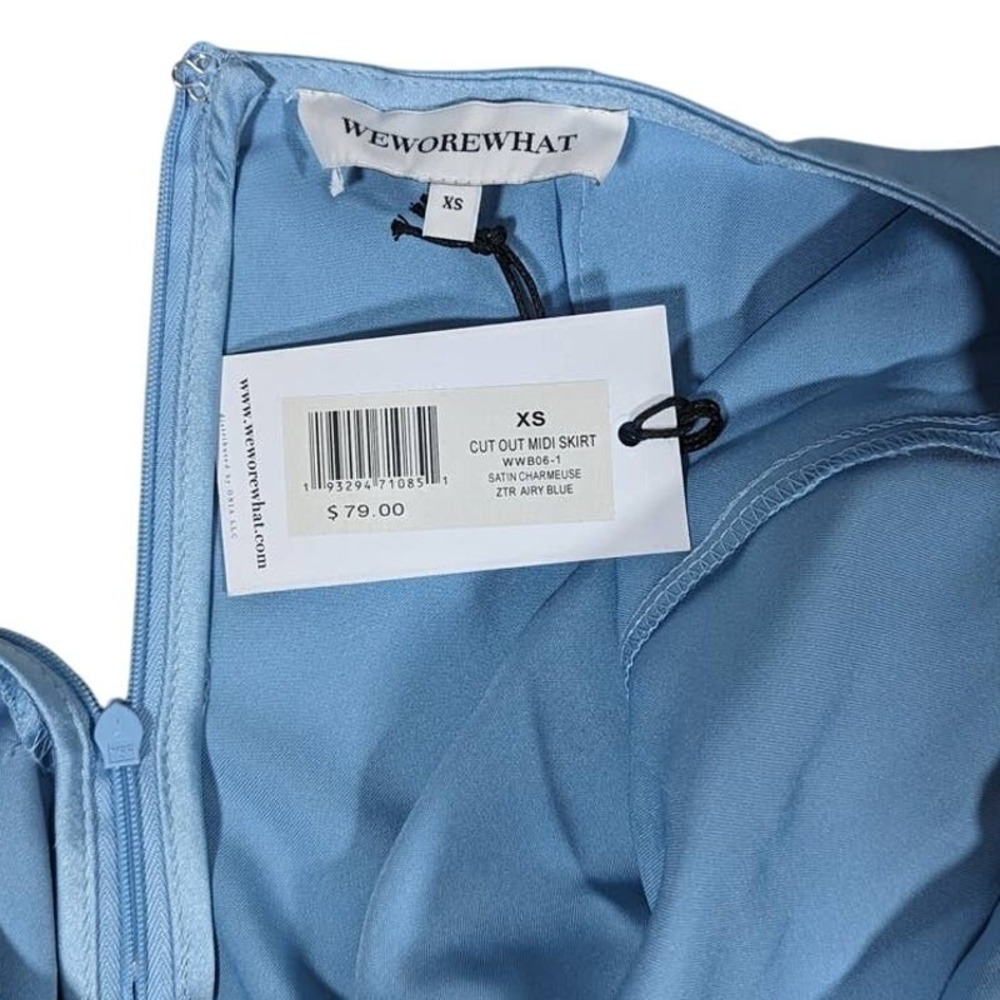 WeWoreWhat‎ XS Cut Out Midi Skirt Satin Femmeuse Airy Blue - Picture 4 of 7